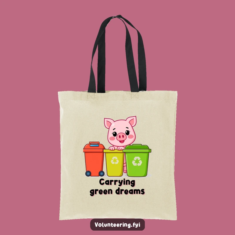Funny Pink Pig Recycling Tote Bag: Carry Your Groceries With Cheerful Eco-Pride