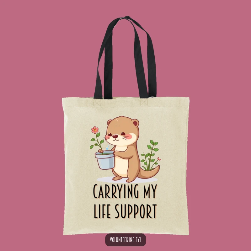 Funny Otter Tote Bag: Eco-Friendly Plant Lover Bag, Humorous Woodland Carry-All