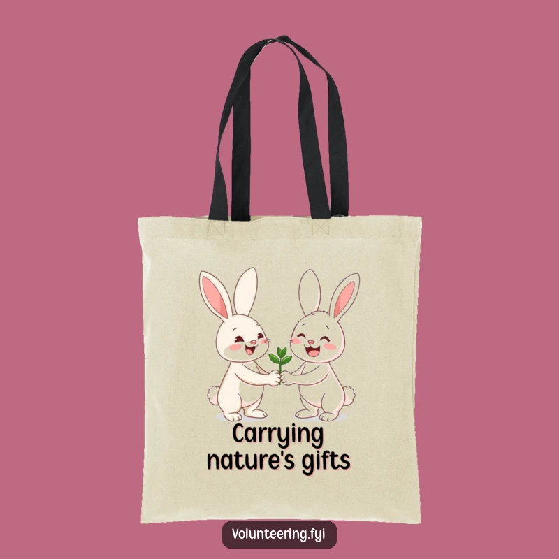 Funny Bunny Tote Bag: Cheerful Gardener Carrying Seedling Essentials