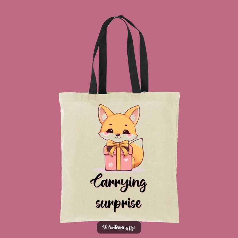 Funny Fox Gift Box Tote Bag: Smiling Wrapper, Practical Funny Gift
