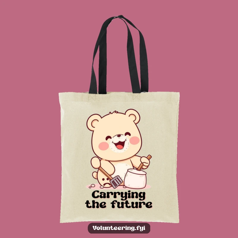 Funny Kawaii Bear Tote Bag: Durable Eco-Friendly Carryall, Hilarious Funny Gift for Shoppers