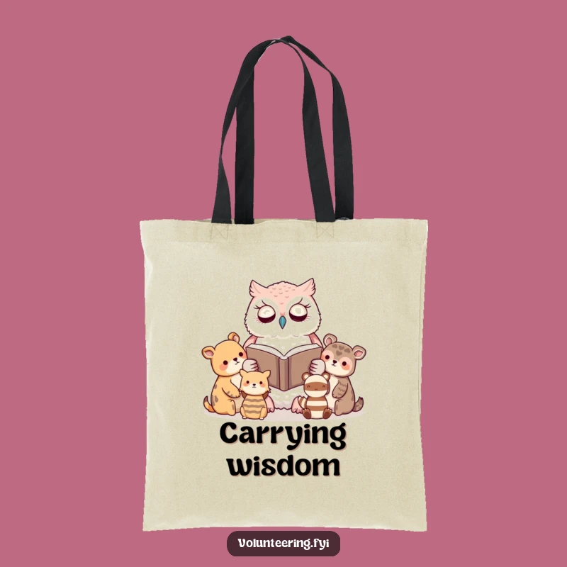 Funny Kawaii Owl Reading Tote Bag: Carry Your Stories in Style
