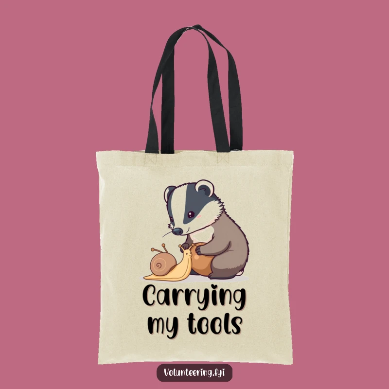 Funny Badger & Snail Tote Bag - Eco-Friendly Helper Bag
