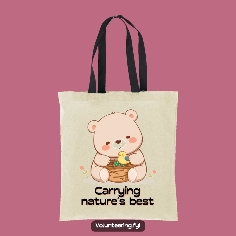 Funny Bear Bird Nest Tote Bag: Playful Helper, Practical Funny Gift