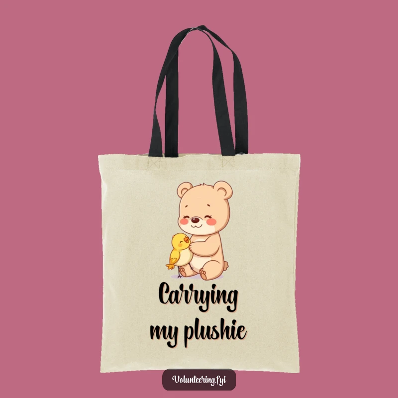 Funny Bear Cub Tote Bag: Gentle Friend Carrying Bird Supplies