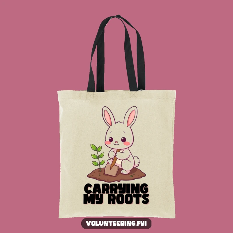 Funny Bunny Gardener Tote Bag: Durable Bag with Cute Character Planting Tree, Perfect Funny Gift