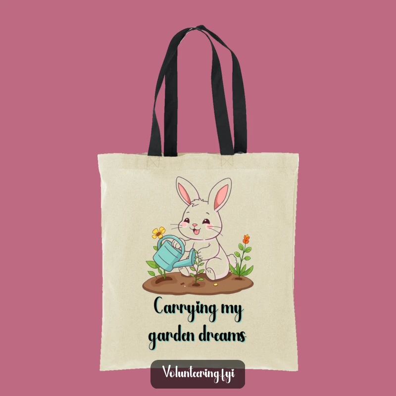 Funny Bunny Gardener Tote Bag - Practical Planting Humor