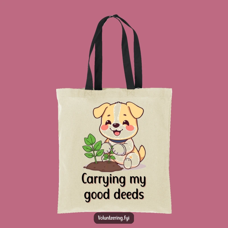 Funny Dog Planting Tote Bag: Carry Your Essentials with a Happy Gardener Pup!