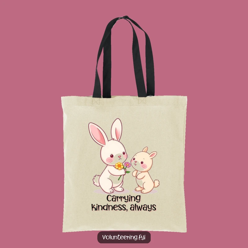 Funny Kawaii Bunny Flower Tote Bag: Cute Animal Gift for Everyday
