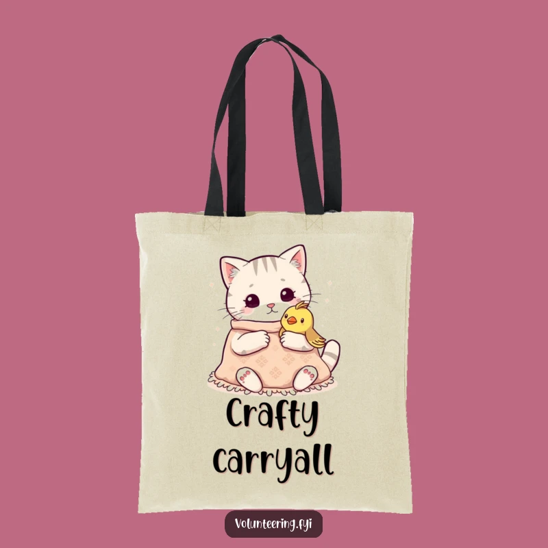 Funny Kawaii Cat Knitting Tote Bag: Carry Your Essentials with Warmth, Adorable Funny Gift