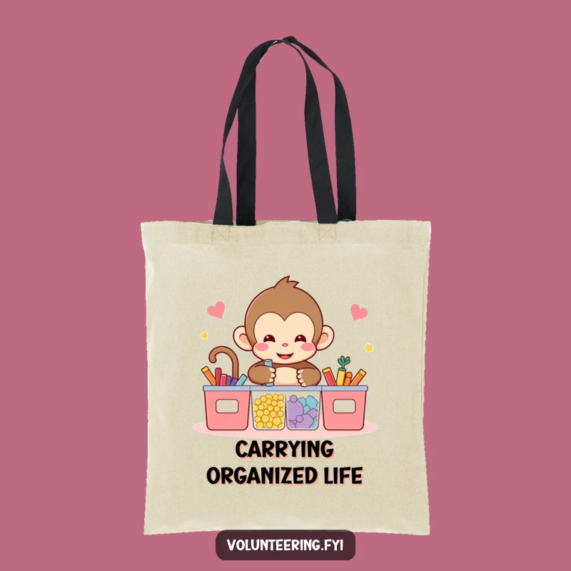 Funny Kawaii Monkey Tote Bag - Cute Sorting Accessory for Organized Shoppers