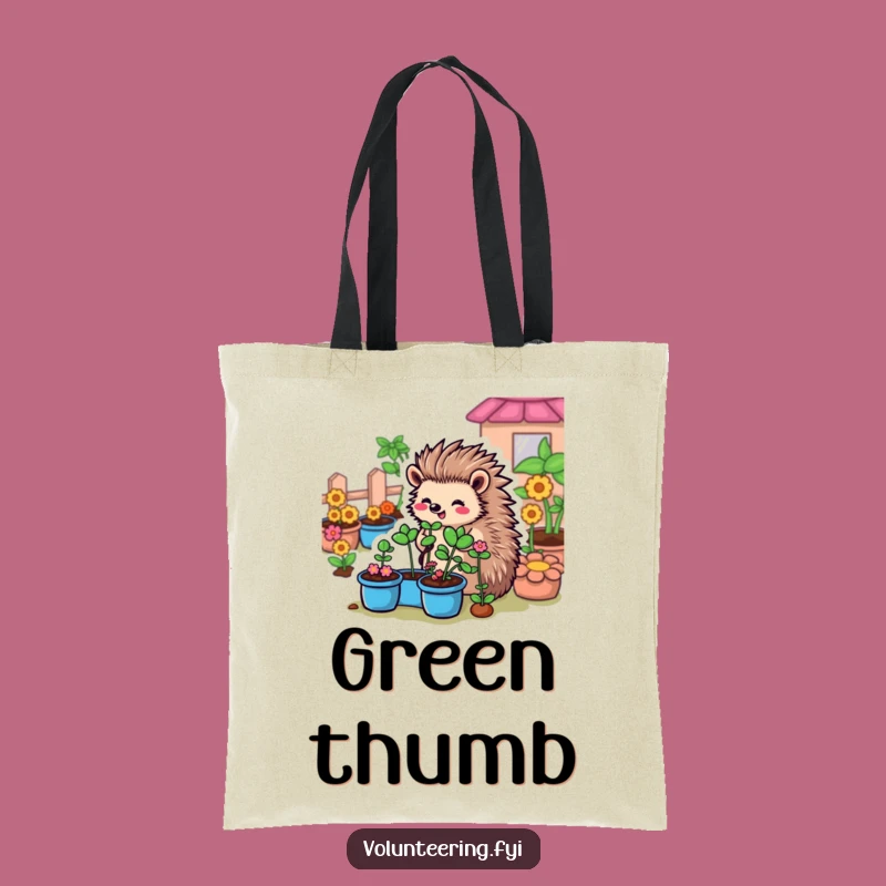 Funny Hedgehog Garden Tote Bag: Carry Your Bounty with Spiky, Green Style