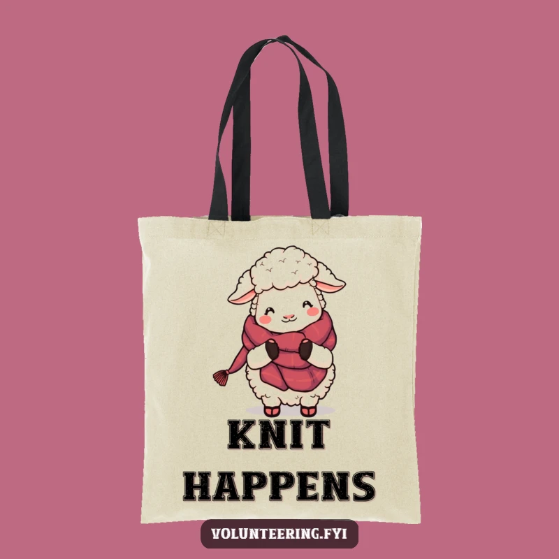 Funny Sheep Knitting Tote Bag: Carry Your Essentials with Adorable, Woolly Humor