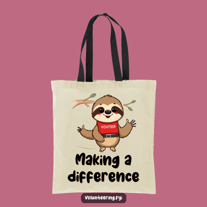 Funny Sloth Volunteer Tote Bag: Carry Your Good Deeds in Style