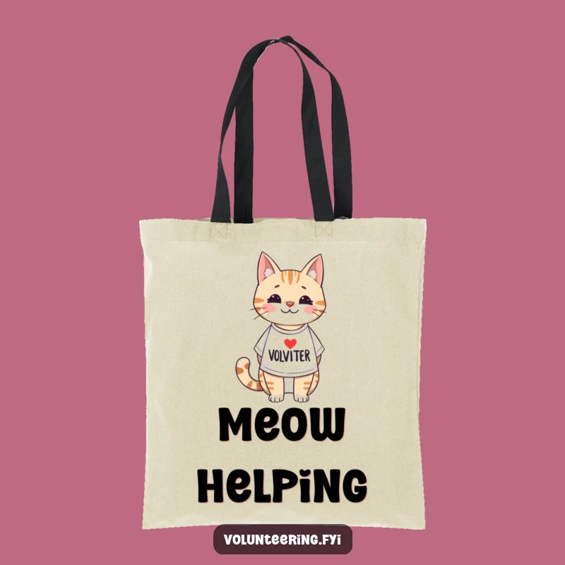 Funny Volunteer Cat Tote Bag: Carry Your Good Deeds in Style!
