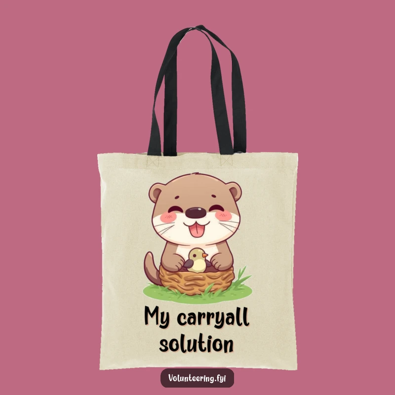 Funny Otter Helping Bird Nest Tote Bag: Eco-Friendly Carryall, Adorable Animal Gift