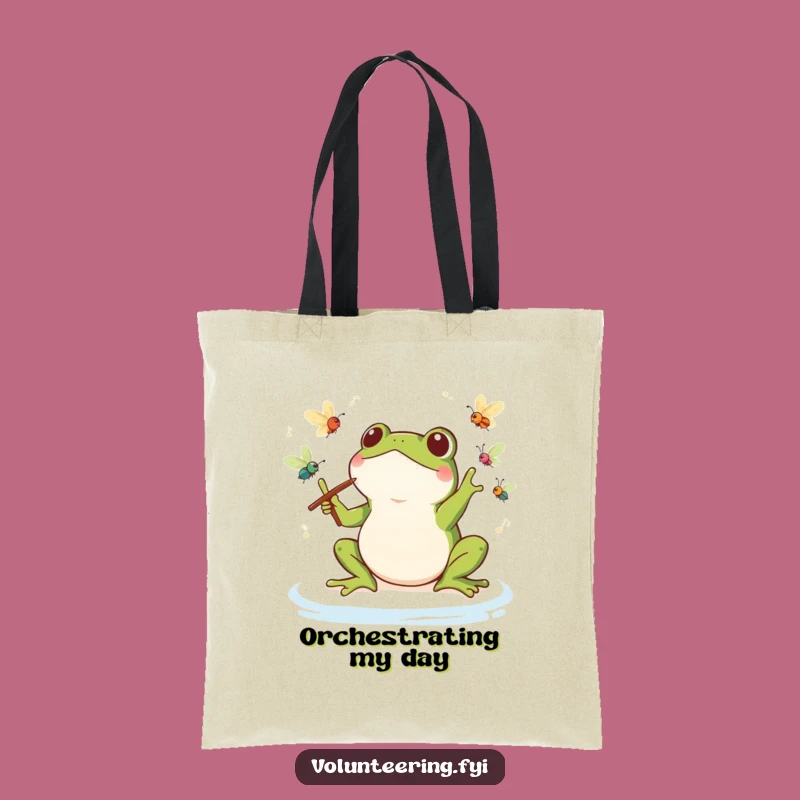 Funny Kawaii Frog Orchestra Tote Bag: Carry Your Tunes in Style, Adorable Funny Gift