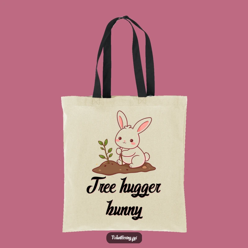 Funny Bunny Planting Tree Tote Bag: Carry Nature's Hope!